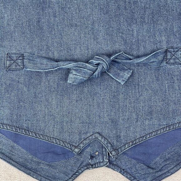 Carrie Allen Embroidered Western Vest Women's L Blue Denim  Boho Crochet Vtg - Picture 4 of 13